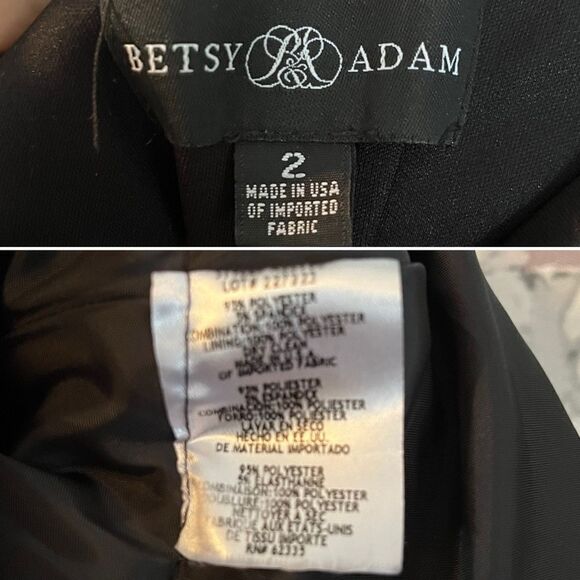 Betsy & Adam Formal Dress Off the Shoulder Fit and Flare Black Burgundy 2 - Picture 11 of 12